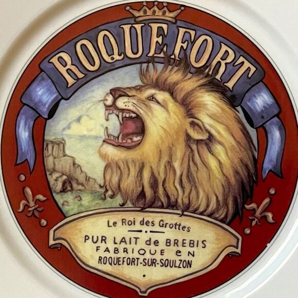 Y2K Restoration Hardware French Cheese Motif Design Appetizer 8” Plate Set of 4 - Picture 9 of 16